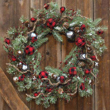 Buffalo Gingham Country Holiday Wreath, 24